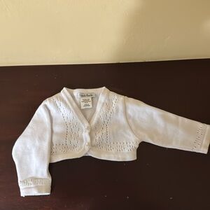 NWOT Sarah Louise white shorty sweater size 3mo